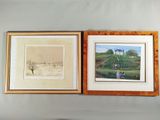 deux tableaux encadrés accrochés au mur du salon