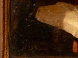 a painting of a man with a hat on a table