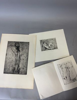 trois dessins en noir et blanc représentant un homme et une femme