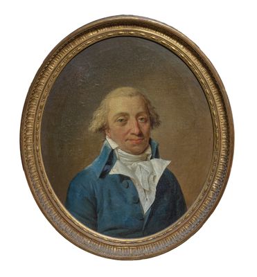 portrait of a man in a blue coat and white shirt
