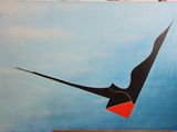 un tableau représentant un oiseau volant dans le ciel