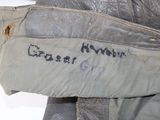 a close up of a jacket with writing on it
