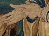 an image of a close up of a painting of a woman holding a bird