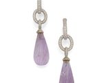 une paire de boucles d'oreilles en améthorate et diamants