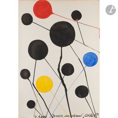 an image of a painting with black, red, yellow and blue circles