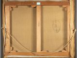 an image of a painting in a wooden frame with a rope