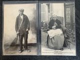 two old black and white photos of a man and a woman