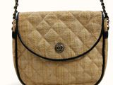 Sac Chanel en jute avec poignées et bandoulière en chaîne