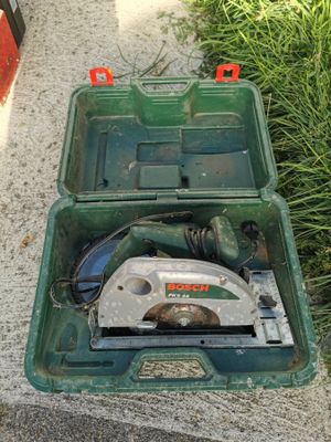a green box that has a circular saw in it