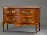 une image représentant une commode en bois sur fond gris