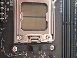 a close up of a motherboard with a cpu on it
