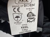 the label on the back of a stuffed animal is attached to the back of a jacket