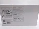 the back of a white box with a black and white label on it
