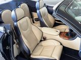 beige and black leather seats in the back of a convertible car
