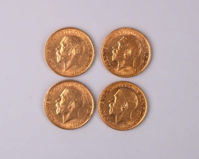 ROYAUME-UNI. Quatre pièces souverain en or Georges V, 1912.