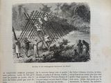 an old book with a picture of a group of people on it