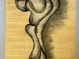 un dessin représentant un champignon sur un morceau de bois