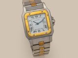 cartier a lady ' s stainless and gold quartz wristwatch
