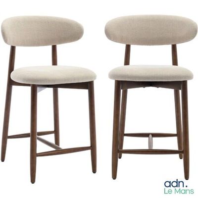 paire de tabourets de bar de style « mid-century » avec dossier rembourré