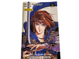 a picture of a book with a picture of a woman holding a sword