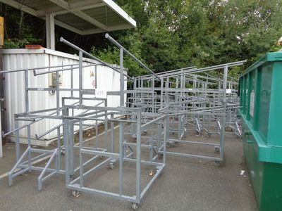many carts that are lined up in the parking lot