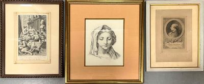 three framed pictures of a woman ' s face and a woman ' s head