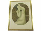 tableau représentant une femme nue dans un cadre doré sur fond blanc
