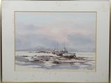 a picture of a painting of a boat in the water