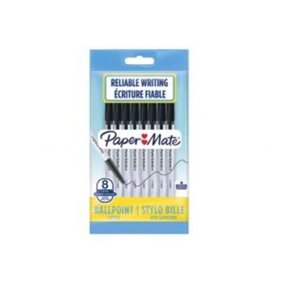 Lot de 8 - PAPER MATE - Stylos bille - Pointe 1.0mm Noir - É…