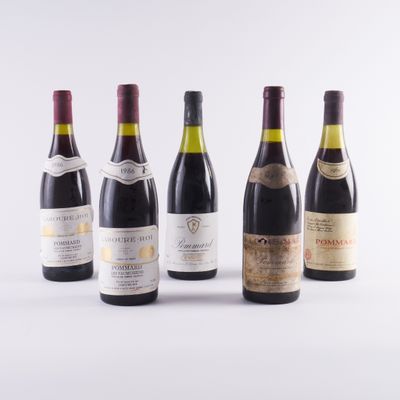 six bouteilles de vin sont alignées sur une surface blanche