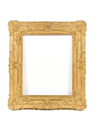 an ornate gold frame with a white background and a white background
