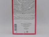 the back of a red box with a white label on it
