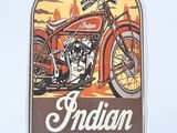 a sign that says indian motorcycle on the side of a building