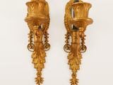 pair of antique wall sconces in gilded gold leaf and acanthus