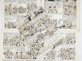 trois pages de bande dessinée sont étalées sur une table