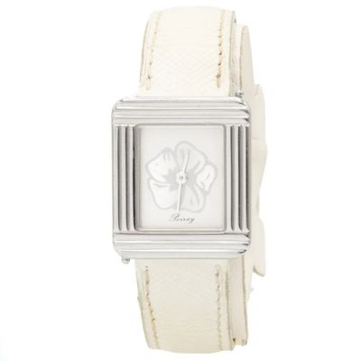 an image of a close up of a wrist watch with a flower on it