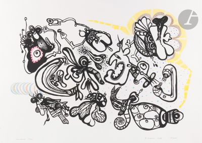 an image of a black and white drawing of a group of people