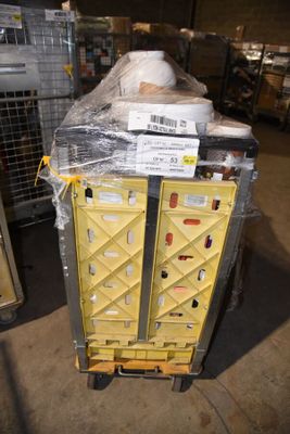 boxes are stacked on top of each other in a warehouse