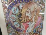 an image of a picture of a girl with long hair in front of a clock