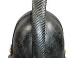 a fireman ' s helmet with a red hat on it
