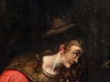 painting of a man in a red robe holding a book