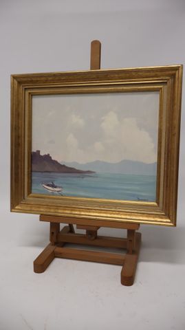 École française XXème « Le pêcheur ». Huile sur toile. Signée en ...