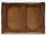an old picture of a wooden box with a label on it