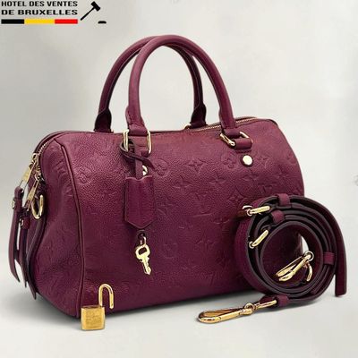 louis vu vu bag in burgundy leather with gold hardware