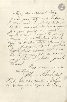 Henri ROCHEFORT (1831-1913). L.A.S., [Paris mai 1868], à M. …