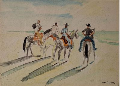 Yves BRAYER (1907-1990) Gardians sur la plage