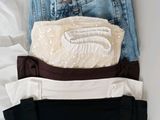 five pairs of underwear laid out on a white surface