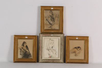 trois photos encadrées représentant une femme et un oiseau, posées sur une étagère