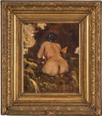 l'image d'un tableau représentant une femme nue dans un cadre doré