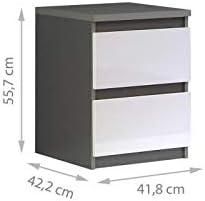 dimensions d'une commode en noir et blanc à deux tiroirs